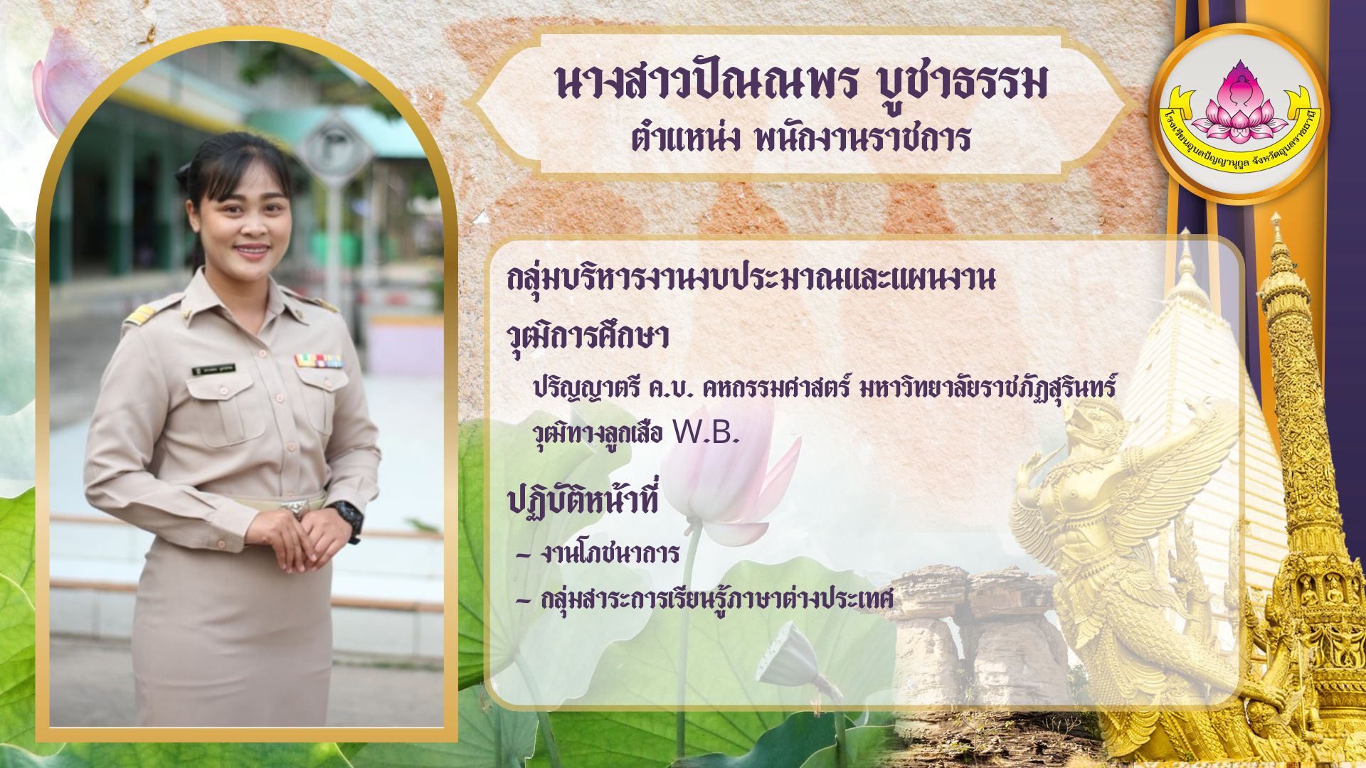 ภาพนางสาวปัณณพร บูชาธรรม